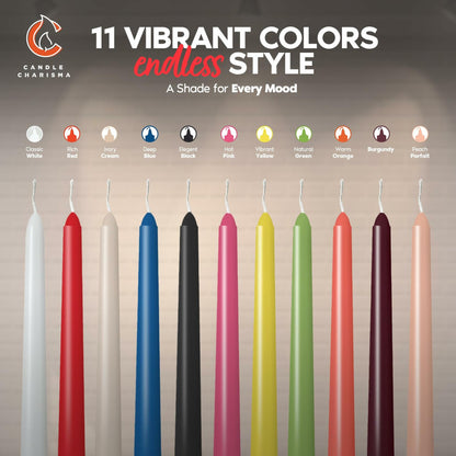 Candle Charisma Ivory Cream 10in Taper Candles Pack of 12 Unscented Dripless