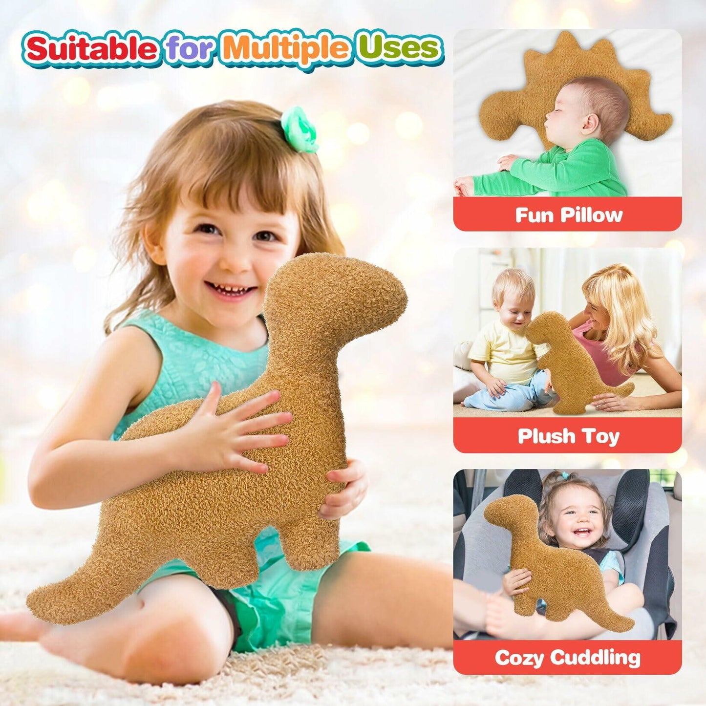 Aiideals Dino Nugget Plush Pillow Small Brontosaurus Dinosaur