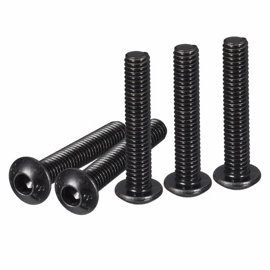 DTGN M4-0.7x25mm Button Head Socket Cap Screws 50pcs Black Carbon Steel Hex