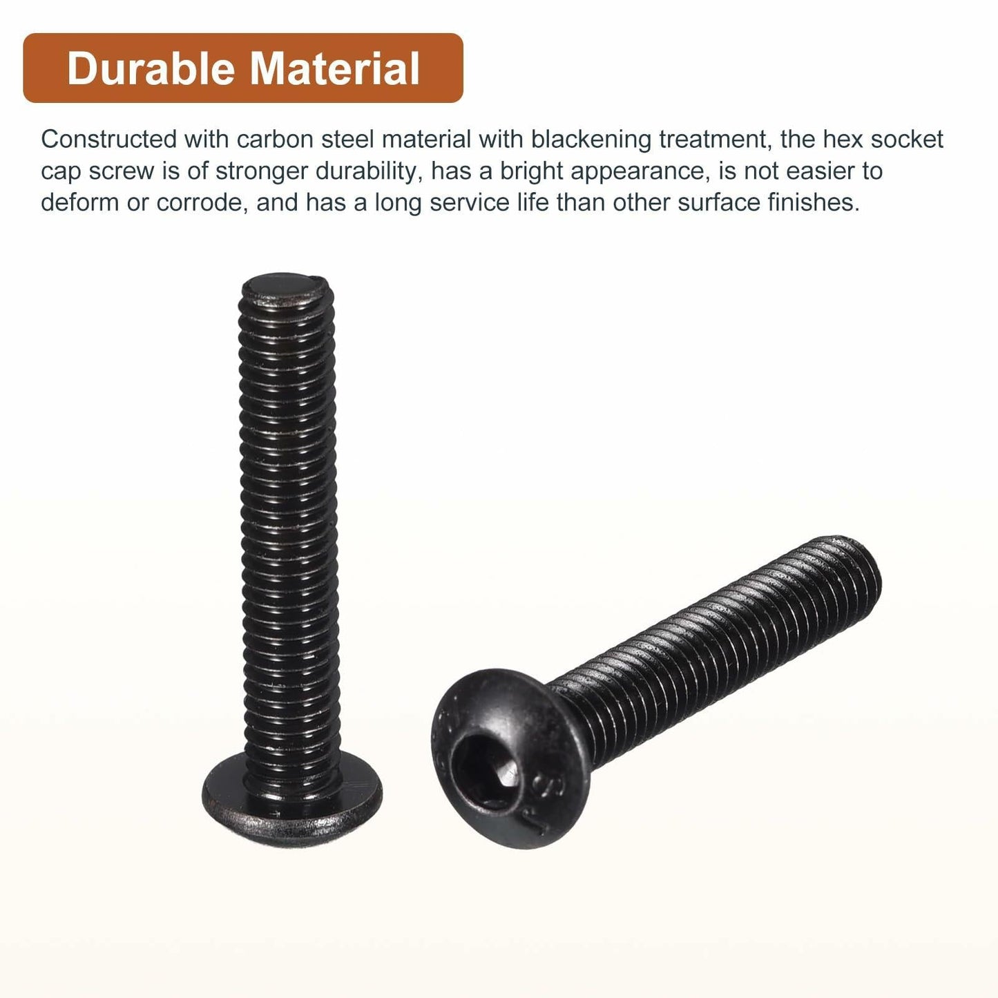 DTGN M4-0.7x25mm Button Head Socket Cap Screws 50pcs Black Carbon Steel Hex