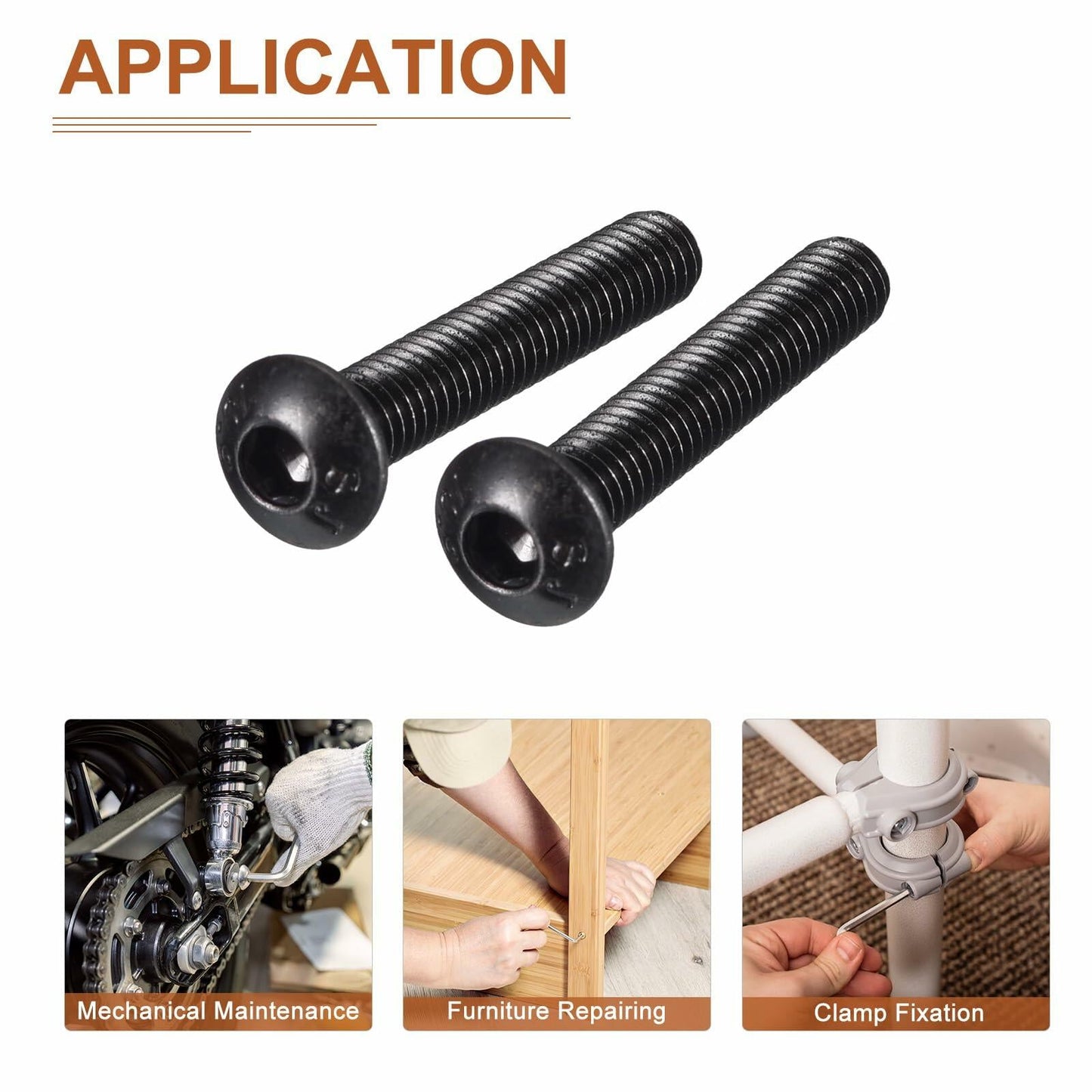 DTGN M4-0.7x25mm Button Head Socket Cap Screws 50pcs Black Carbon Steel Hex