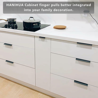 HANIHUA 10 Pcs Black Finger Pulls Drawer Handles 3.15in Aluminum