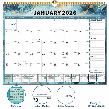 EYROZILL 2025-2026 Wall Calendar 17x22 Large Monthly Vertical 18 Month