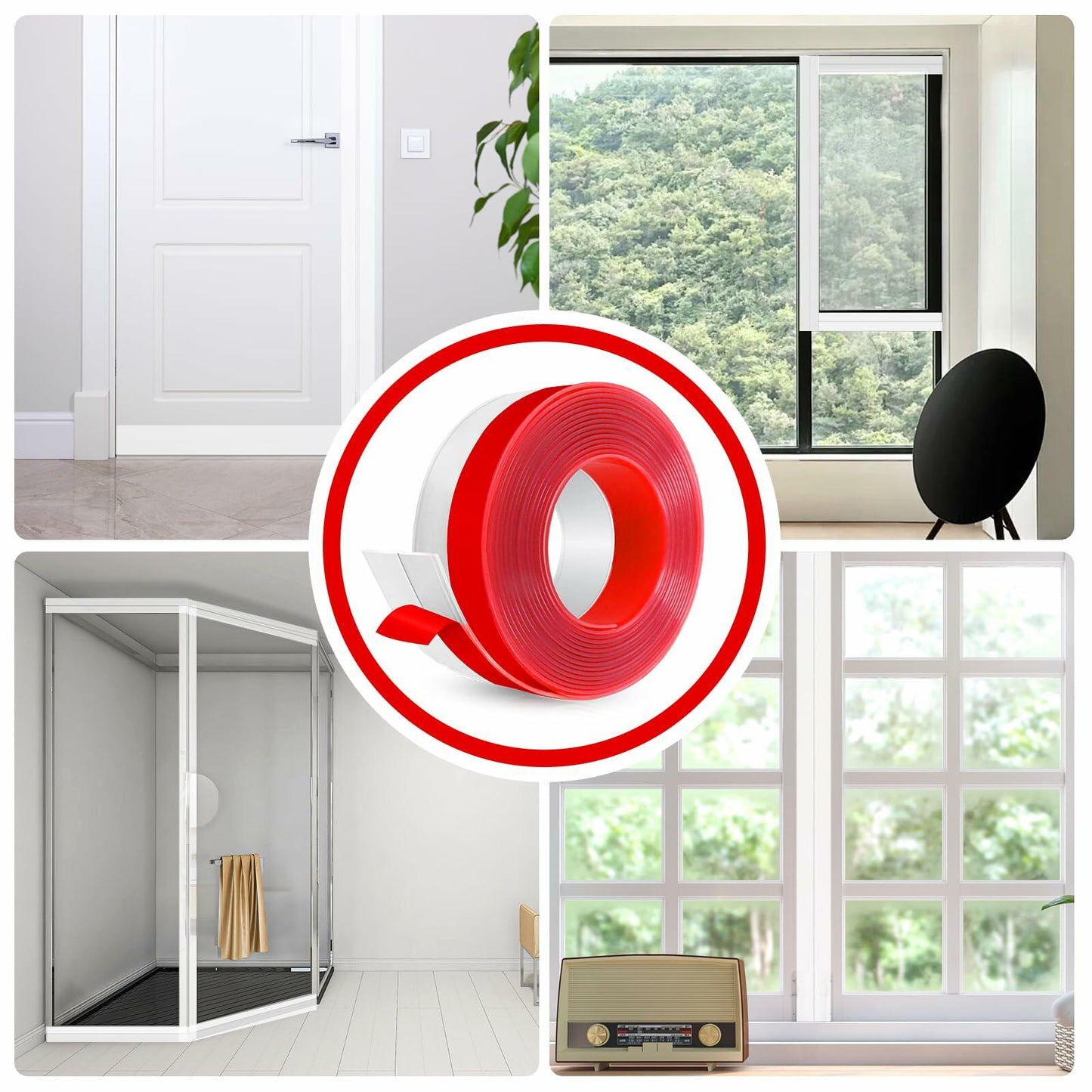 Heonay Weather Stripping Door Draft Stopper Silicone Strip Transparent 2inx20ft