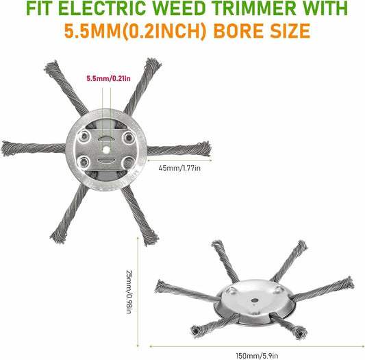 Generic Steel Wire Grass Trimmer Head 6in 0.2in Spindle Silver 2Pack