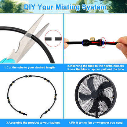 UBYNID 82FT Patio Misting System 21 Brass Nozzles Outdoor Cooling Adapter