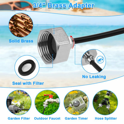 UBYNID 82FT Patio Misting System 21 Brass Nozzles Outdoor Cooling Adapter