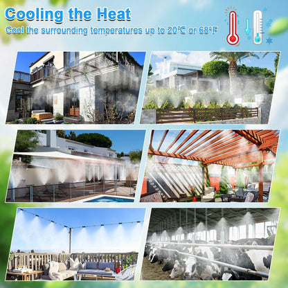 UBYNID 82FT Patio Misting System 21 Brass Nozzles Outdoor Cooling Adapter