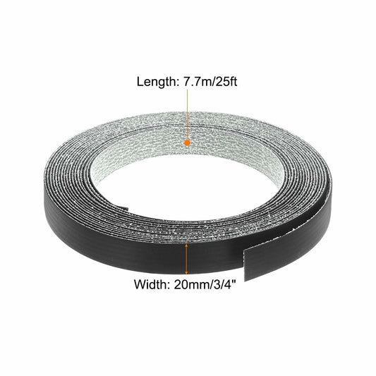uxcell Edge Banding 3/4in x 25ft Pre-Glued Embossed Veneer Black PVC