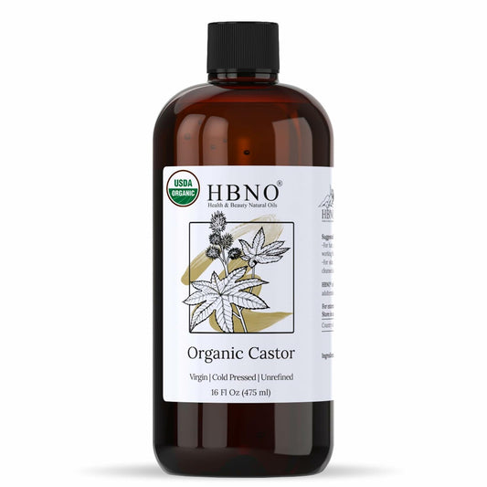 HBNO California Organic Castor Oil 16 fl oz USDA Certified Hexane Free