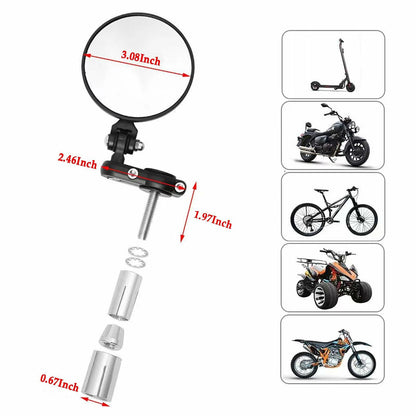 SPNUVR Universal 3.08" Round Folding Bar End Motorcycle Mirrors Black