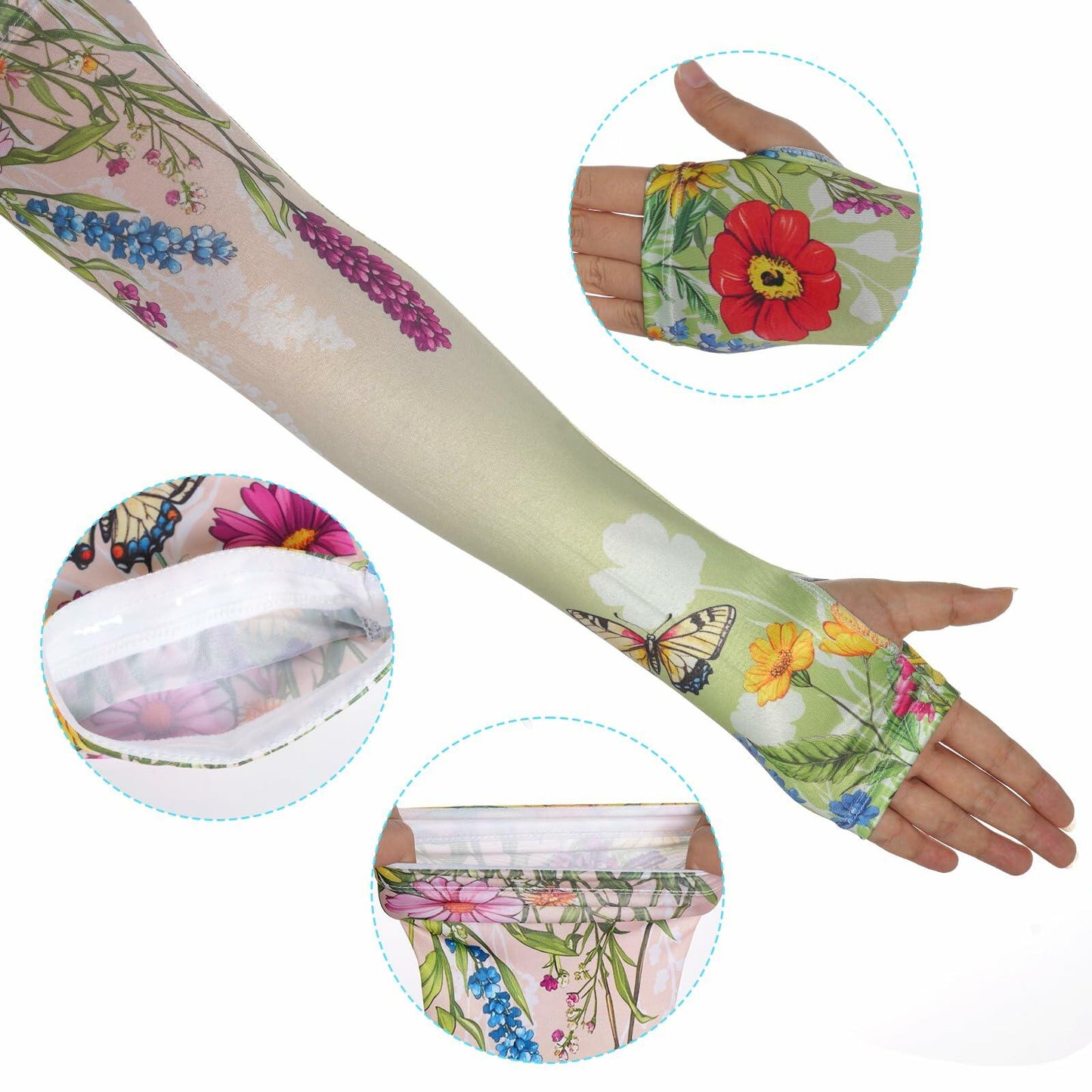 Hmxpls Gardening Sleeves Butterfly Thorn Proof Sun Protection Green Size One