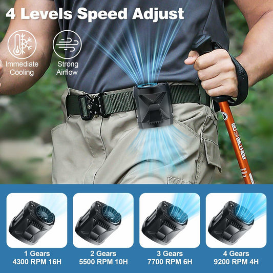 LMAMANWU Portable Rechargeable Neck Fan 4 Speeds 9200RPM Black