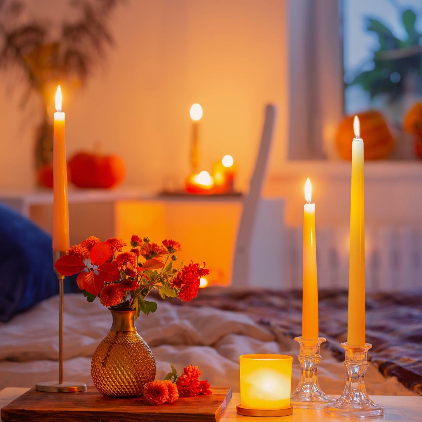 Cacou White Taper Candles 12 Pack 8Hr Burn Unscented Paraffin Wax