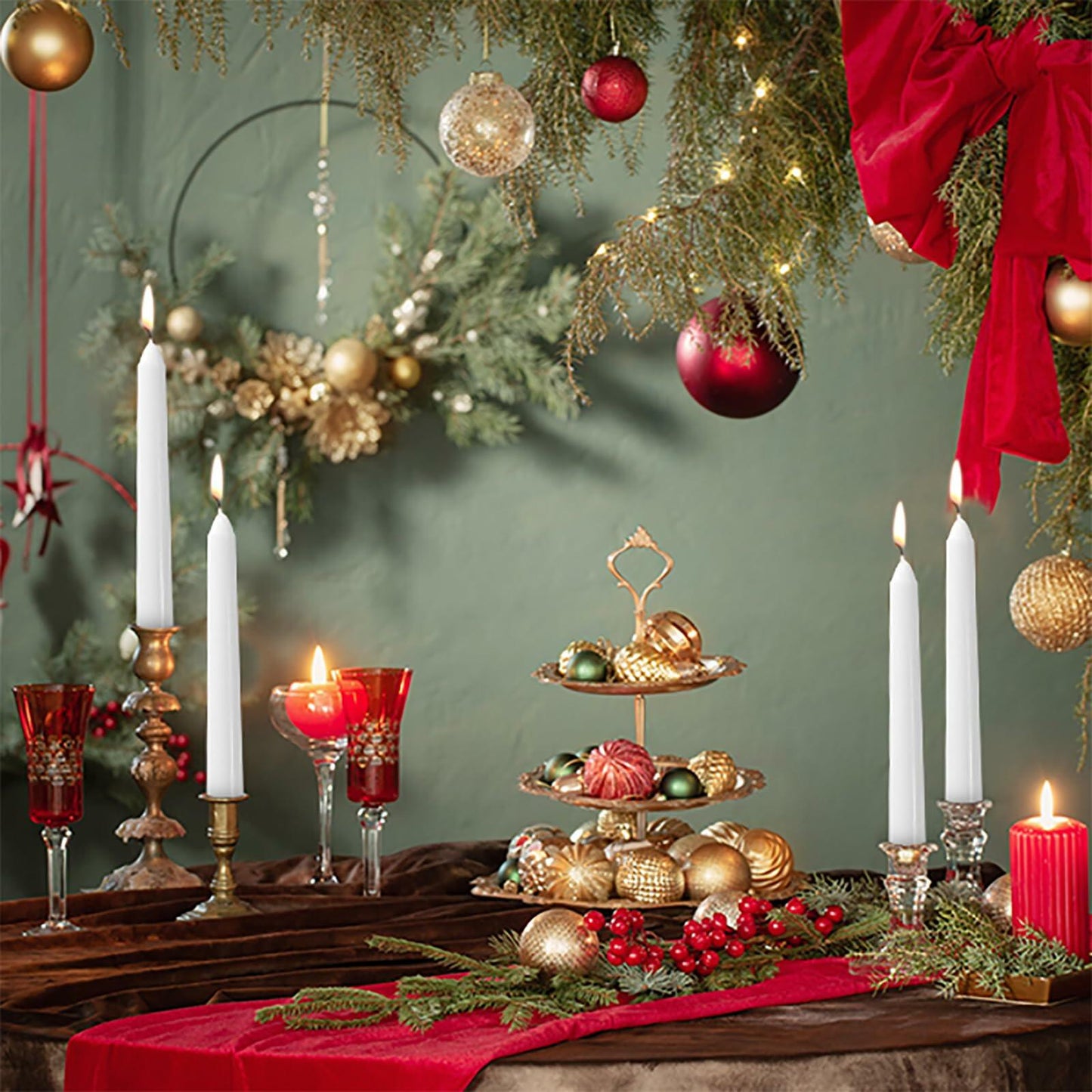 Cacou White Taper Candles 12 Pack 8Hr Burn Unscented Paraffin Wax