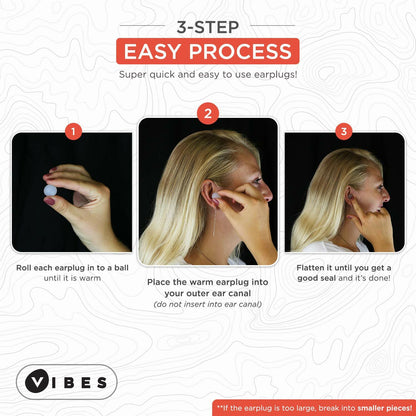 Vibes Silicone Ear Plugs Waterproof Moldable Gel Noise Blocking 6 Pairs