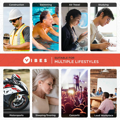 Vibes Silicone Ear Plugs Waterproof Moldable Gel Noise Blocking 6 Pairs