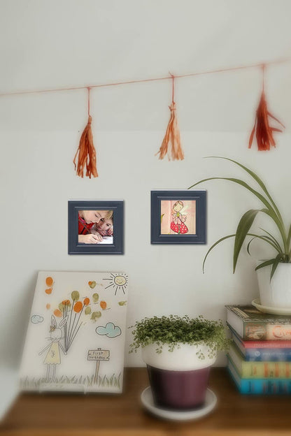 ZingVic 2Pcs 4x4 Wood Picture Frames Black Small Square Wall & Tabletop