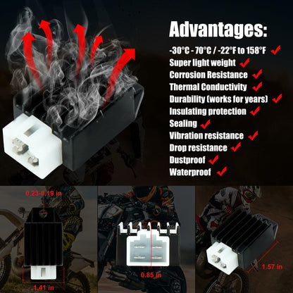 ChenXL 2 Pack OEM Half Wave Voltage Regulator Rectifier 4 Pin Tao Tao ATA-110