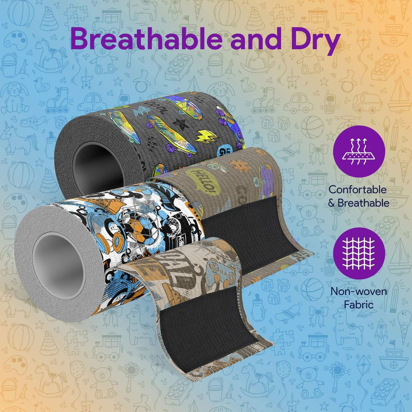 Elastic Bandage Wrap Self Closure 3"x180" Compression Sports Wrap 2 Pack