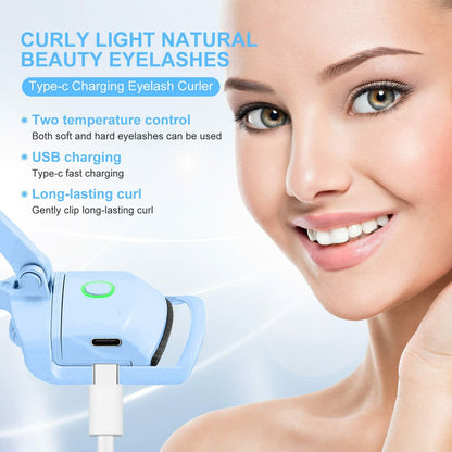 AIQIUSHA Heated Eyelash Curler Rechargeable 2 Modes Blue Size Blue