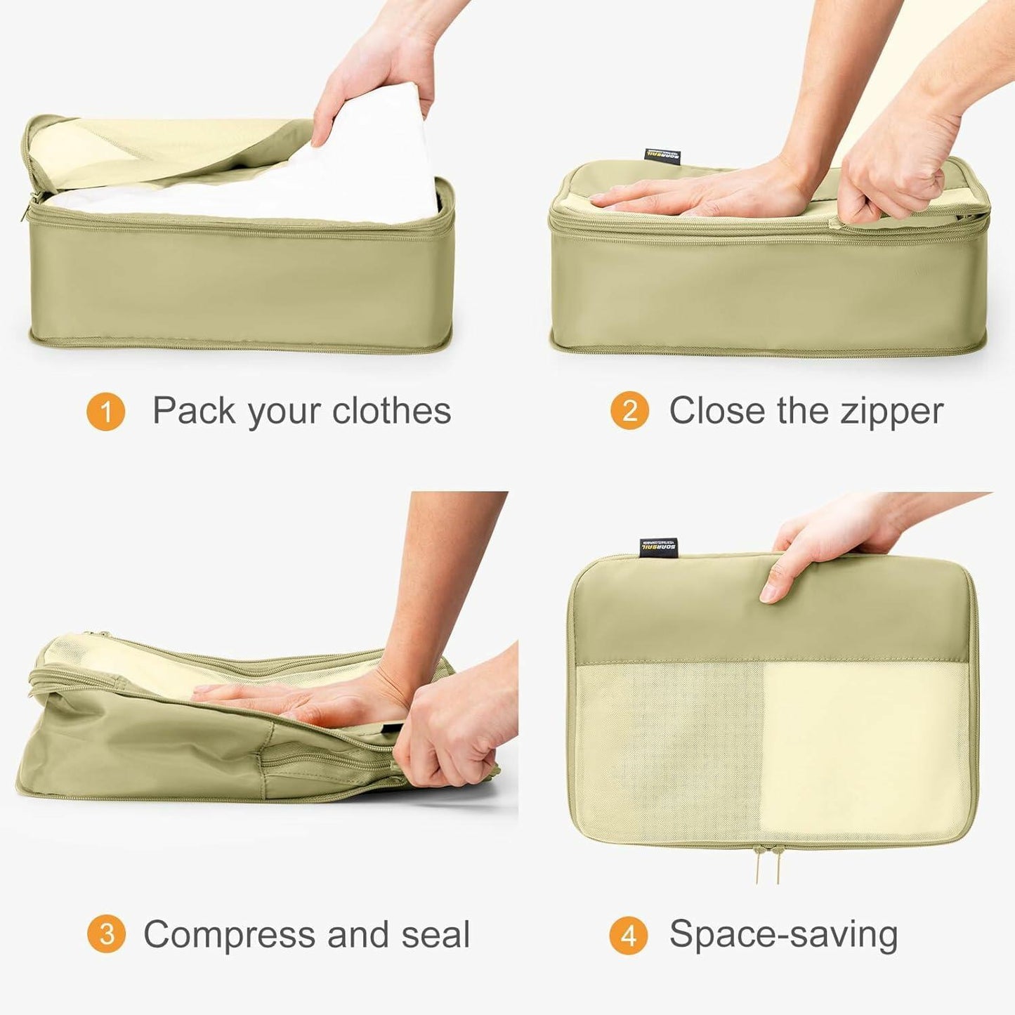 SOARSAIL 6 Set Compression Packing Cubes Travel Luggage Organizer Yellow