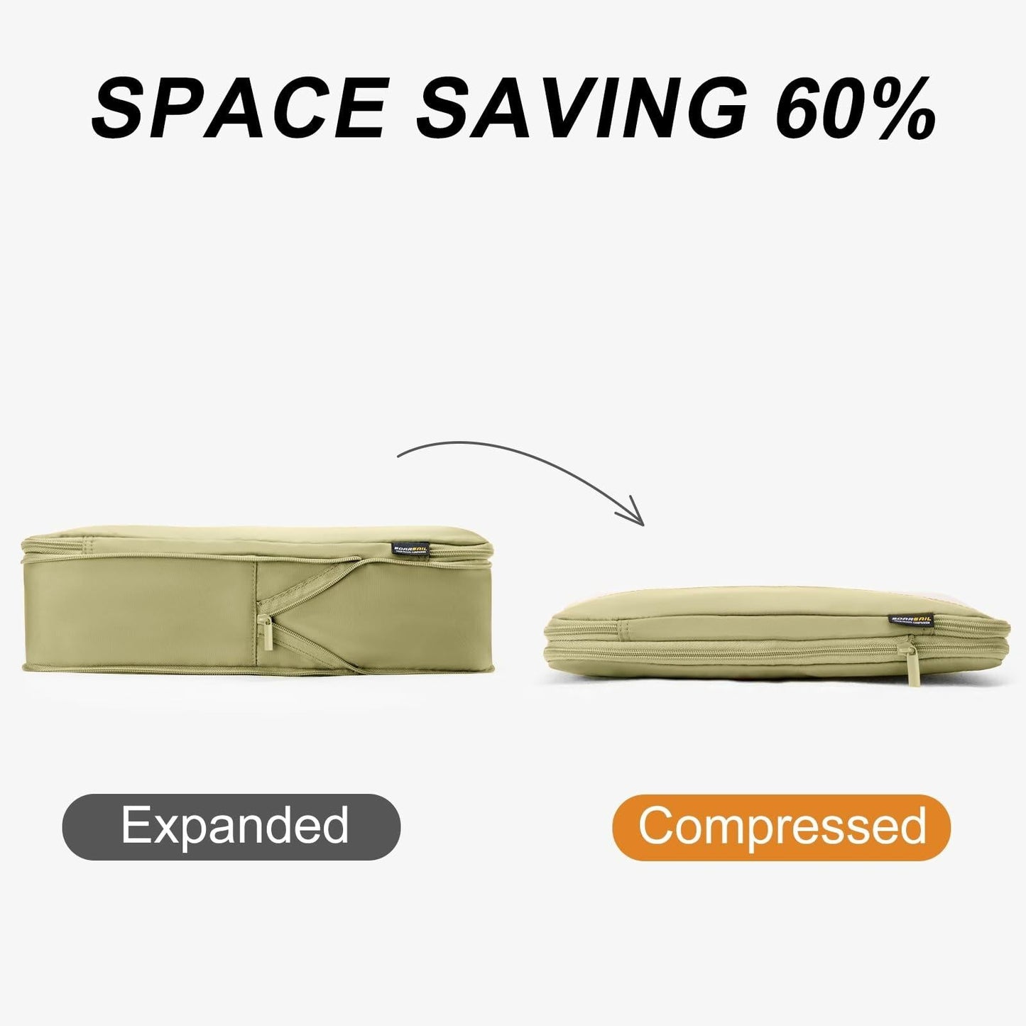 SOARSAIL 6 Set Compression Packing Cubes Travel Luggage Organizer Yellow