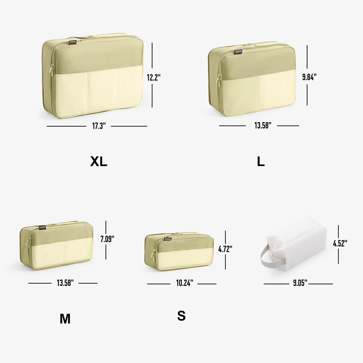 SOARSAIL 6 Set Compression Packing Cubes Travel Luggage Organizer Yellow