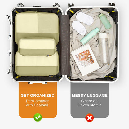 SOARSAIL 6 Set Compression Packing Cubes Travel Luggage Organizer Yellow