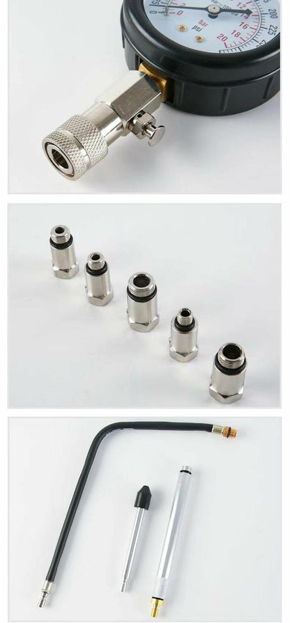 ZEAJSRU Engine Cylinder Compression Tester Kit Dual Fuel Vacuum Gauge Blue