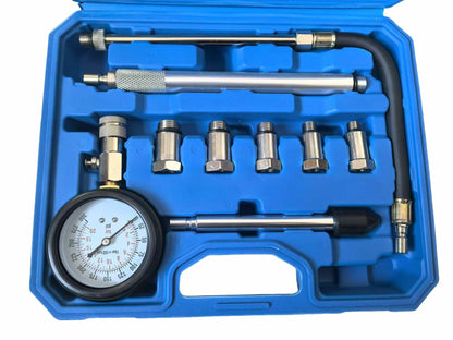 ZEAJSRU Engine Cylinder Compression Tester Kit Dual Fuel Vacuum Gauge Blue