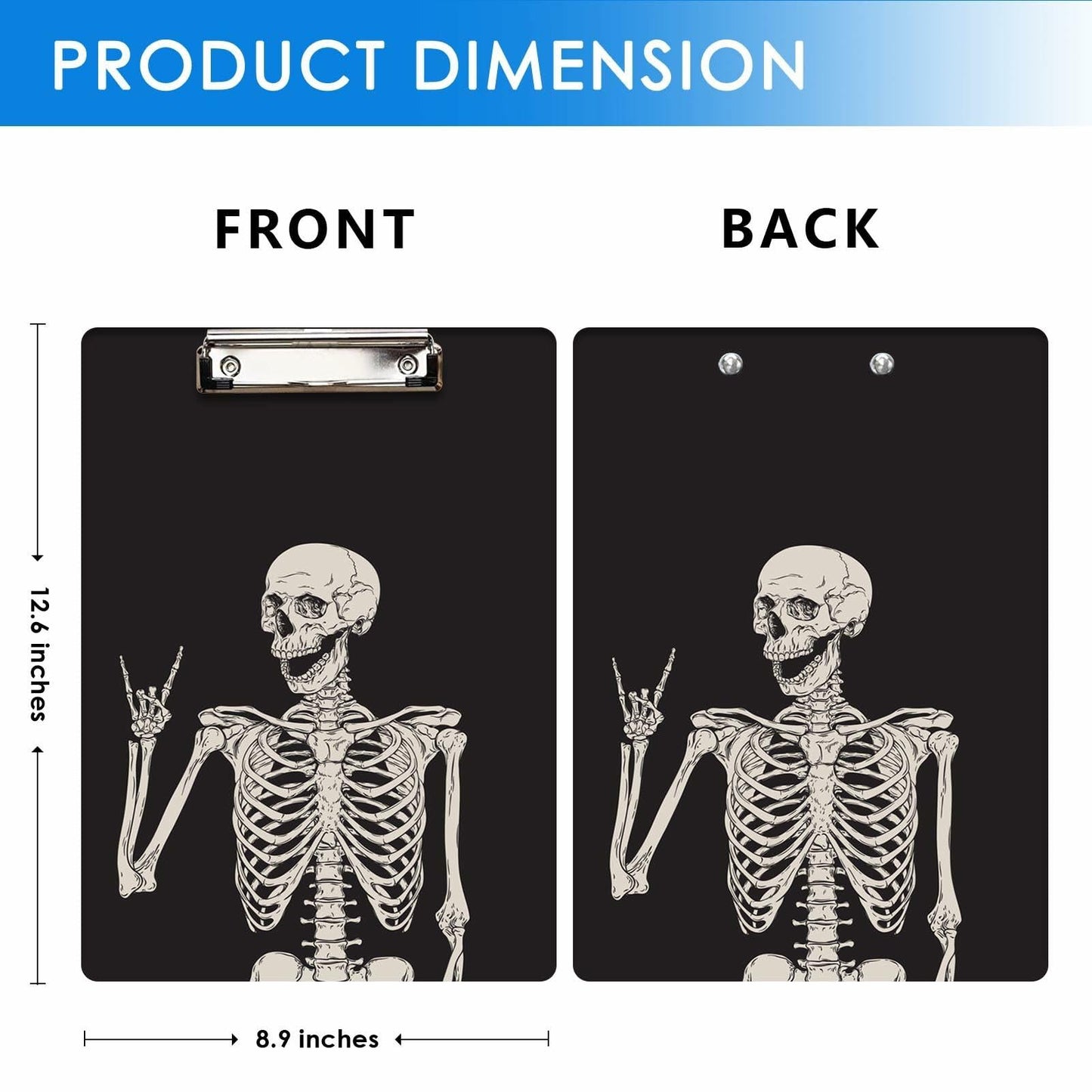 Britimes Wood Clipboard Nursing Clip Board Funny Skull Skeleton A4 Size