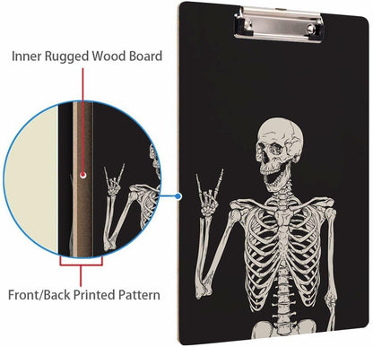 Britimes Wood Clipboard Nursing Clip Board Funny Skull Skeleton A4 Size