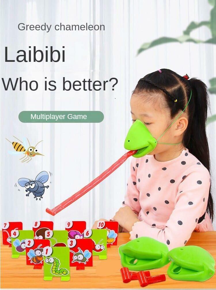 XSDY Frog Tongue Game Blowing Air Insect Cardboard Multiplayer Double Pack