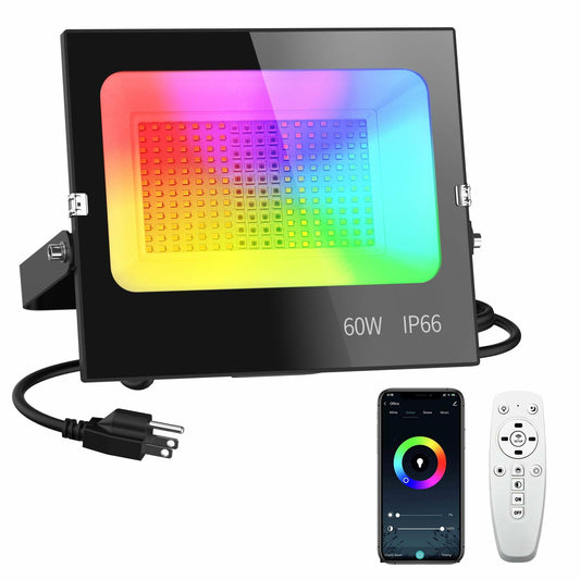 ILLSTAR Full Power RGB Flood Light 60W Smart Color Changing IP66 Large