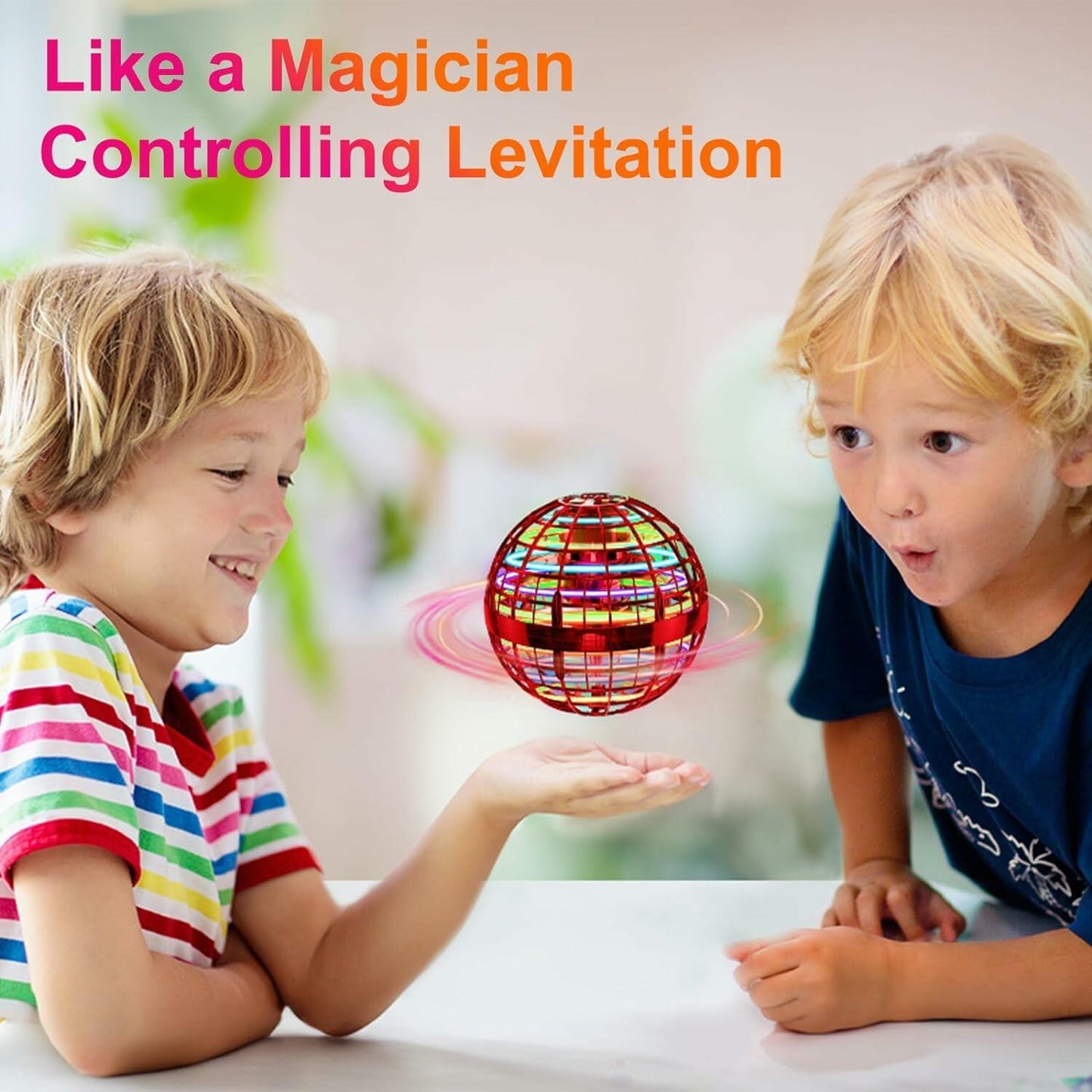 RSNG Flying Orb Ball Spinner Mini Drone 360 Rotating LED Toy Red