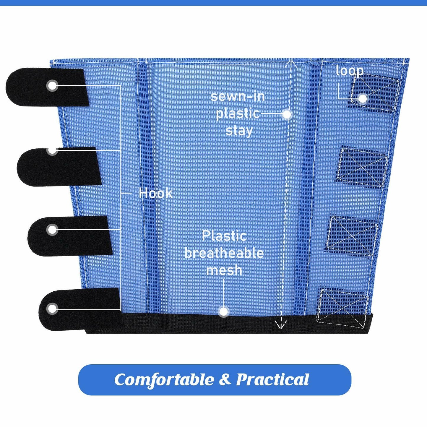 Bulyoou Set of 8 Mesh Fly Boots for Horse Breathable Adjustable Orange Purple