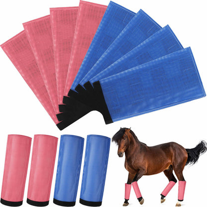 Bulyoou Set of 8 Mesh Fly Boots for Horse Breathable Adjustable Orange Purple