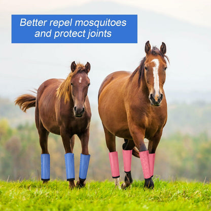 Bulyoou Set of 8 Mesh Fly Boots for Horse Breathable Adjustable Orange Purple