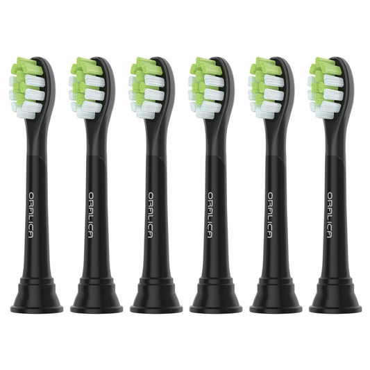 Oralica Whitening Replacement Toothbrush Heads Philips Sonicare 6 Pack Black
