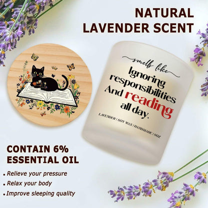 Lavender Scented Candle 9Oz Book Lovers Gift Reading Accessory Soy Wax