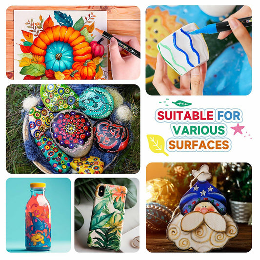 LEMEITU Acrylic Paint Markers Dual Tip 30 Colors for Wood Canvas Stone Crafts