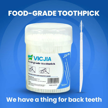 VICJIA Unflavored Tooth Floss Picks Dental Flossers 500 Count L+ Portable
