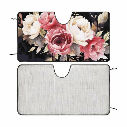 BAHELS Watercolor Black Floral Windshield Sun Shade UV Protector 55x30