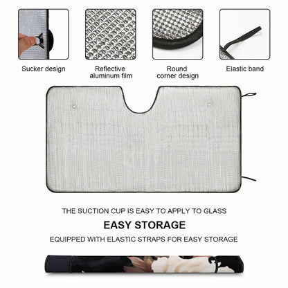 BAHELS Watercolor Black Floral Windshield Sun Shade UV Protector 55x30