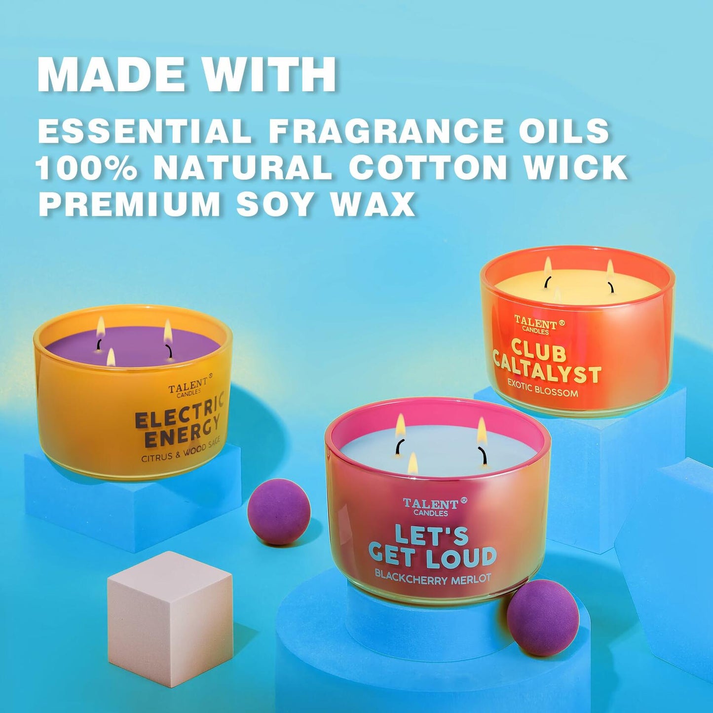 TALENT CANDLES Enjoy Scented Soy Jar Candle 3 Wicks Large Dark Cherry Merlot