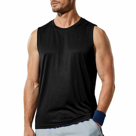 Haimont Mens Sleeveless Workout Gym Tank Shirt UV Muscle Black Size M