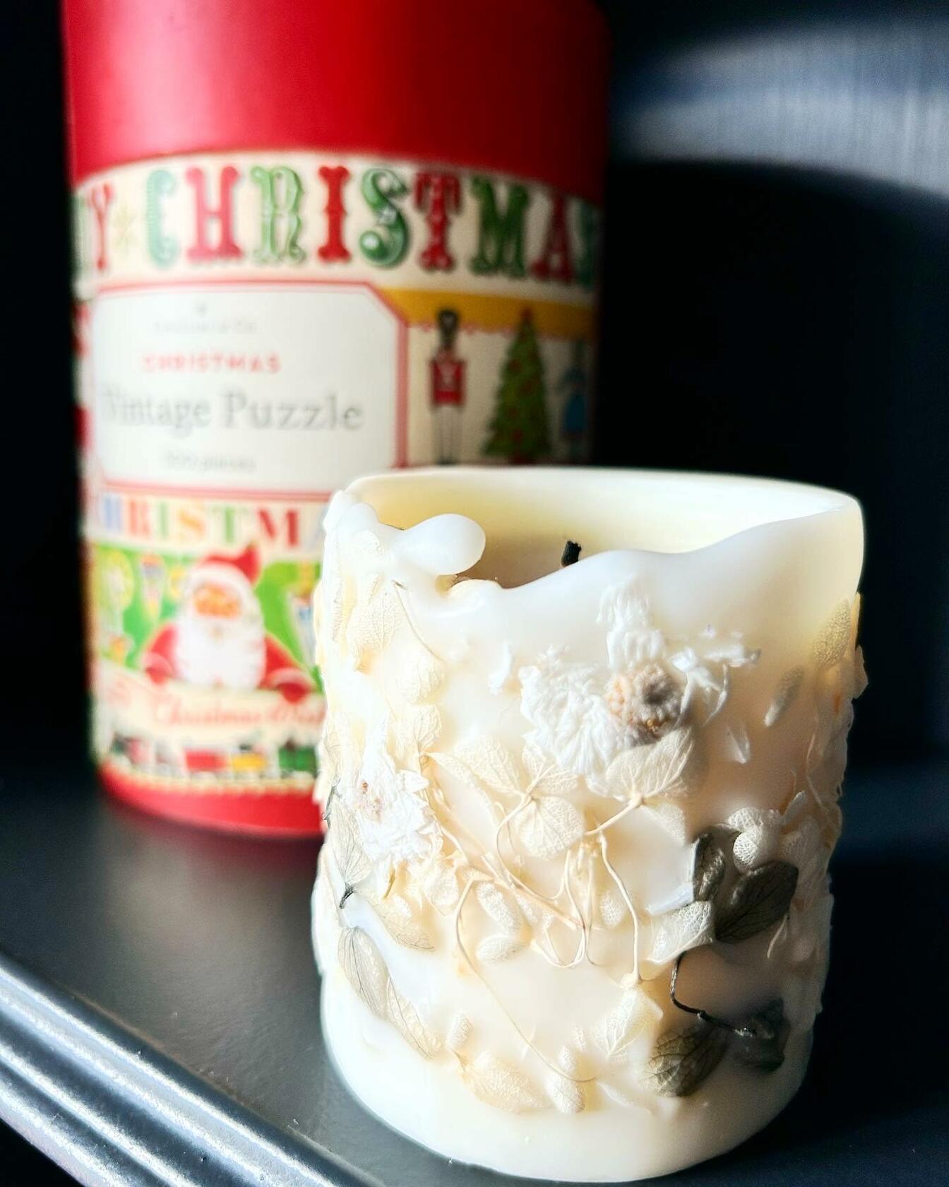 Botanical Candle Hand-Poured Soy Wax with Real Flowers 5 Scents Decorative