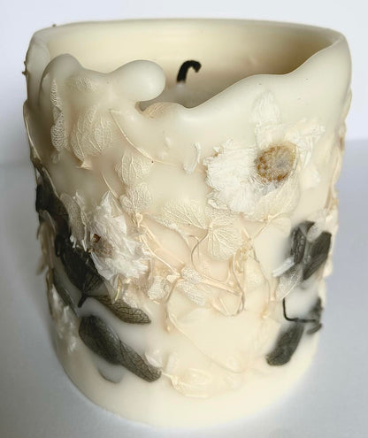 Botanical Candle Hand-Poured Soy Wax with Real Flowers 5 Scents Decorative