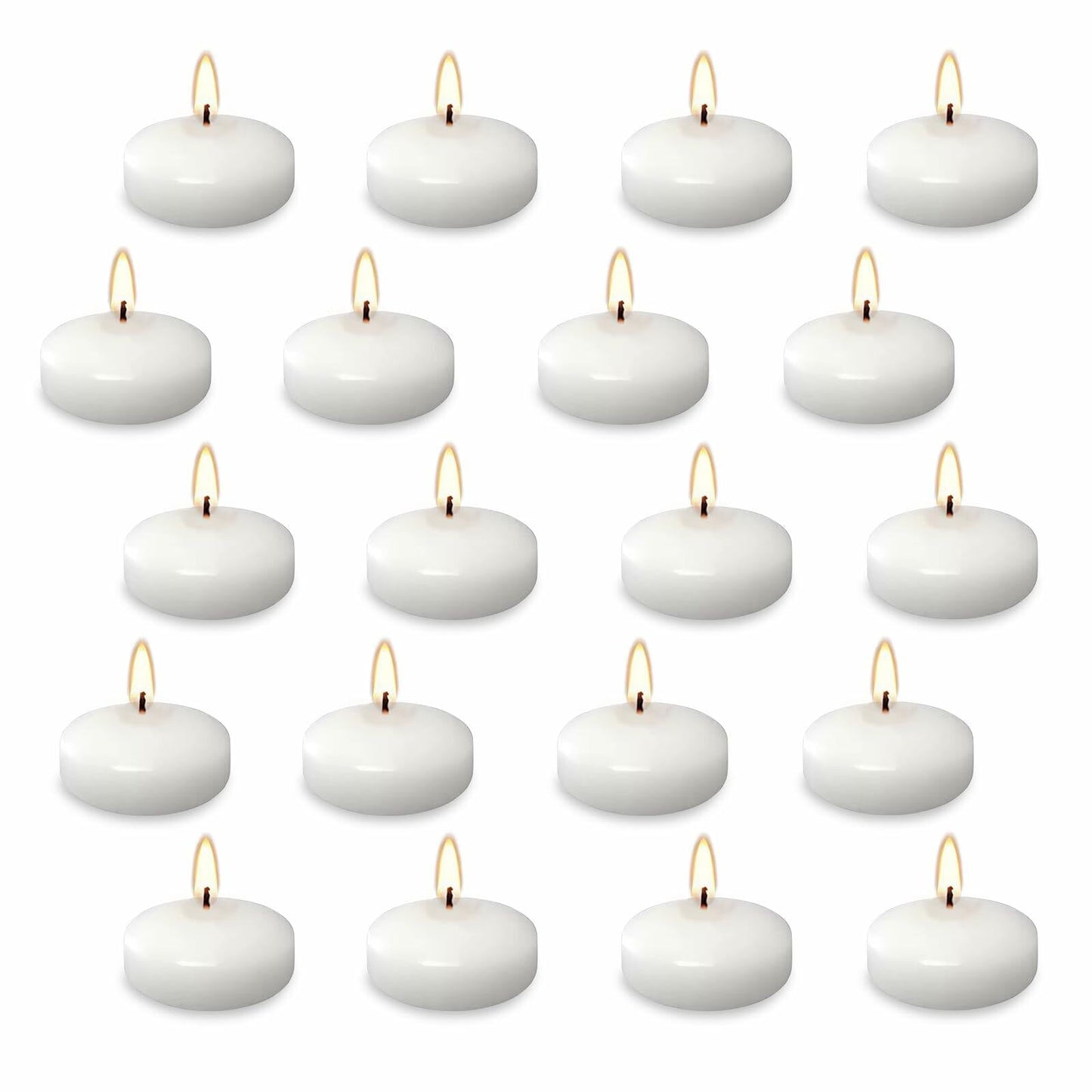 JEQUD 20 Pcs Floating Candles 1.5 Inch Unscented White Warm Tealights